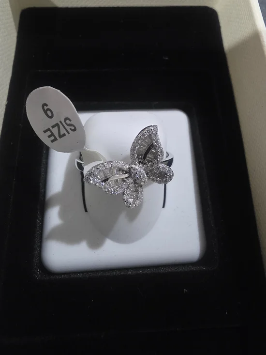 New 2ctw 925 Sterling Silver White Butterfly Cocktail Ring - Size 9