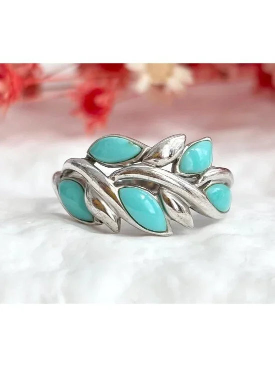 Southwest Sleeping Beauty Turquoise Sterling Silver 925 Vintage Ring - sz 9