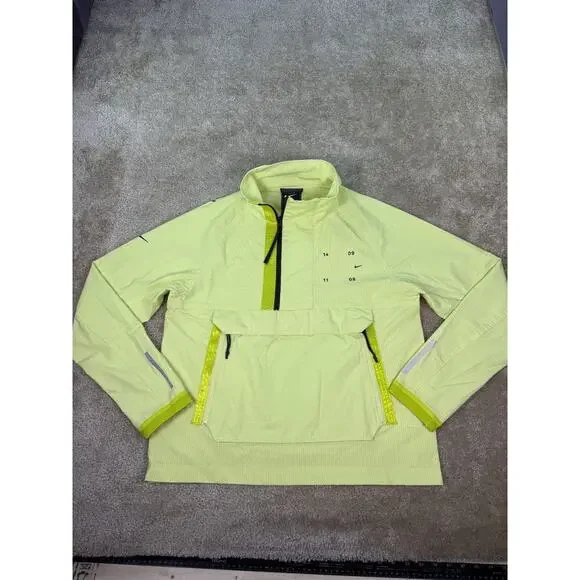 Nike Tech Pack Jacket Mens Small Yellow 1/2 Zip Pullover Windbreaker CK0710-010