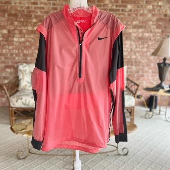 Nike Men’s Windbreaker Hyper Adapt Golf Nylon 1/2 Zip Red Black Logo XXL