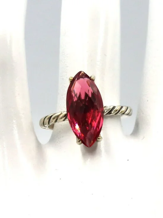 David Yurman red stone marquise shaped ring
