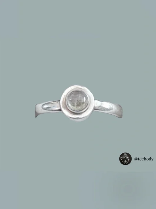 Vintage Y2K Sterling Silver Moonstone Bezel Ring Size 5.5 NWT
