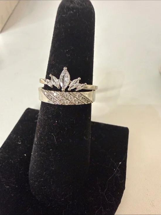 White Gold Cubic Zirconia Stackable Ring