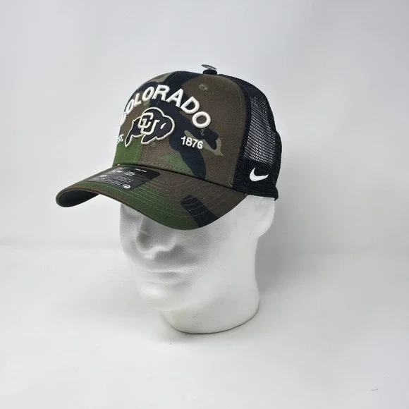 Nike Rise Cap Colorado Buffaloes Trucker Hat S/M Woodland Camo Mesh Snapback Hat