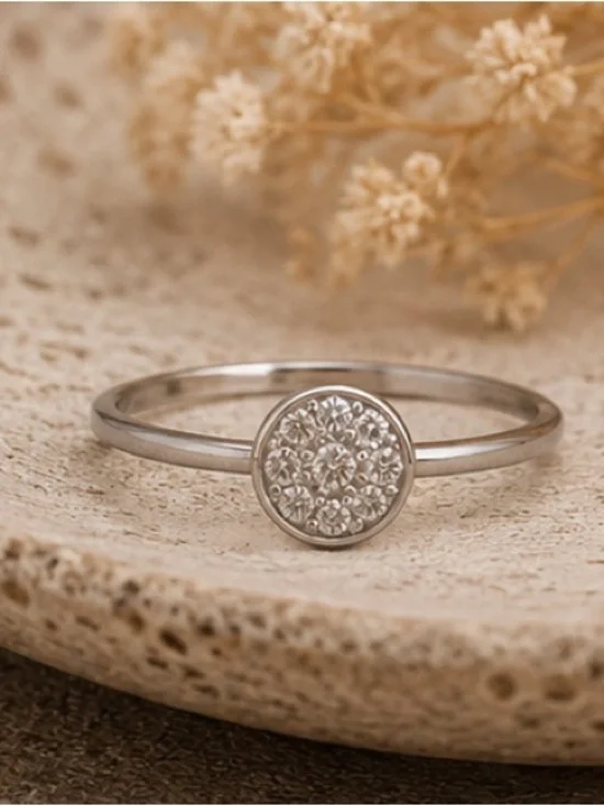 Silver Pavé Circle Ring - White Crystal 3 for $19