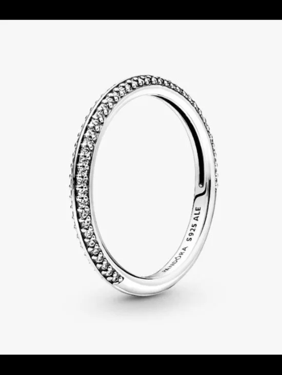 Pandora Silver Pavé Sterling Stack Ring with White Stones
