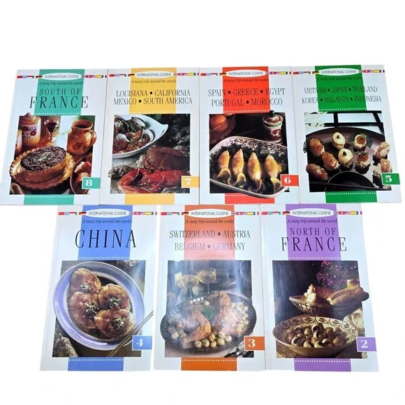 Vintage International Cuisine Cookbook Set of 7‎ Vol Marshall Cavendish 1992