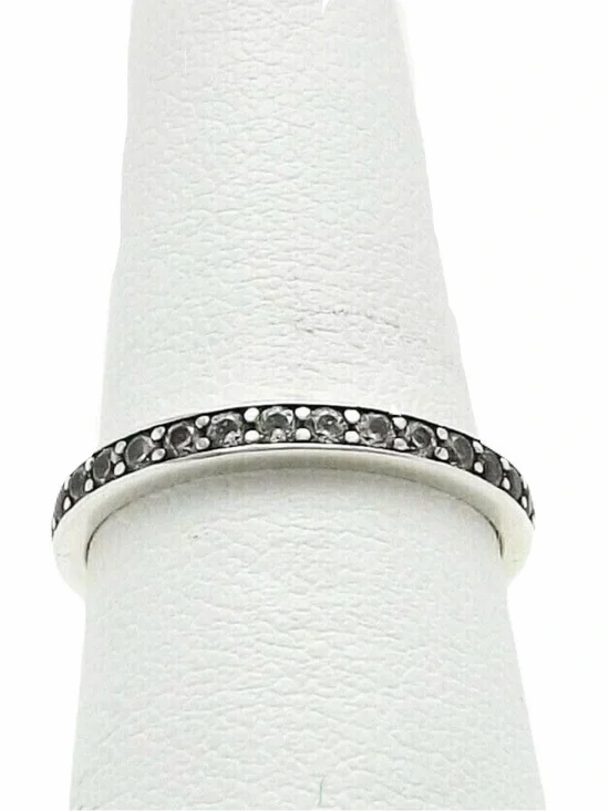 New Silver Minimalist Tiny White Sapphire Boho Band Ring