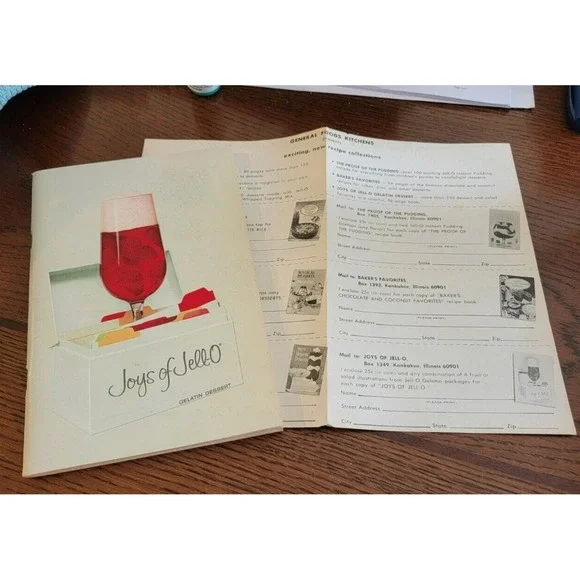 Joys of Jell-O Gelatin Dessert Cookbook, 4th ed, 1st printing With Order‎ Form