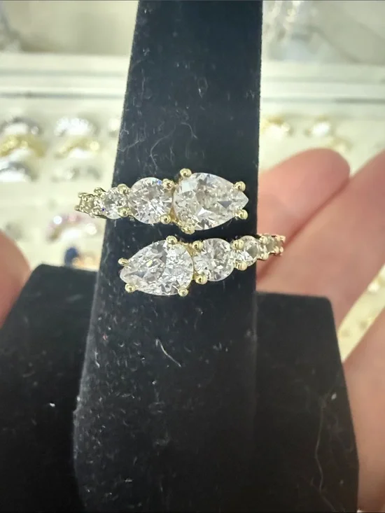 Gold Crystal Teardrop Ring