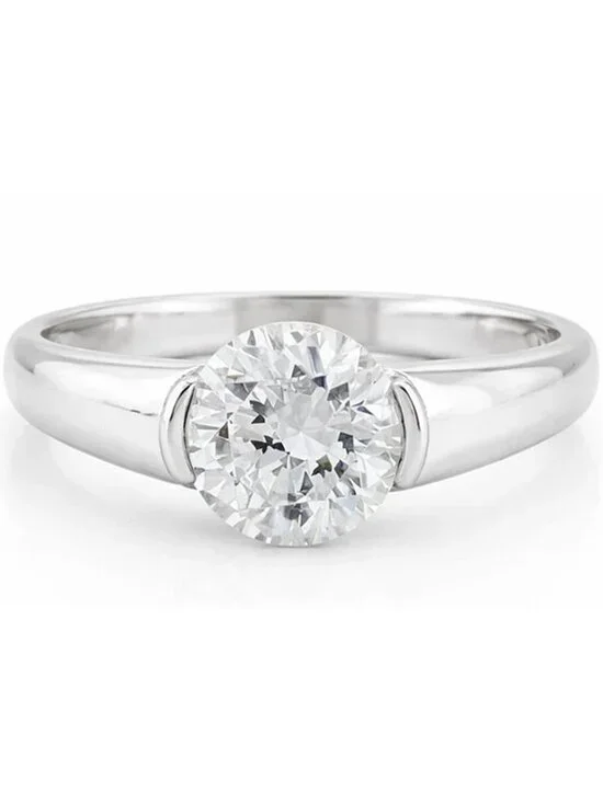 Created 1.70 Cts White Sapphire Ring Solid 14k White Gold