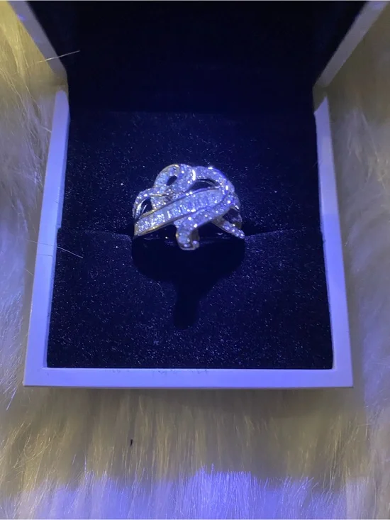 Silver-Tone Crystal Knot Ring — Sparkling Women’s Statement Band
