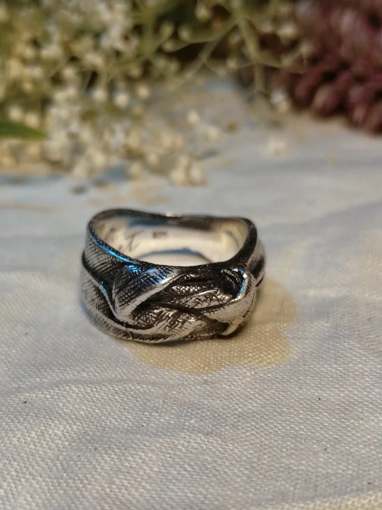 Mingon Faget Textured Knot Silver Ring Size 8