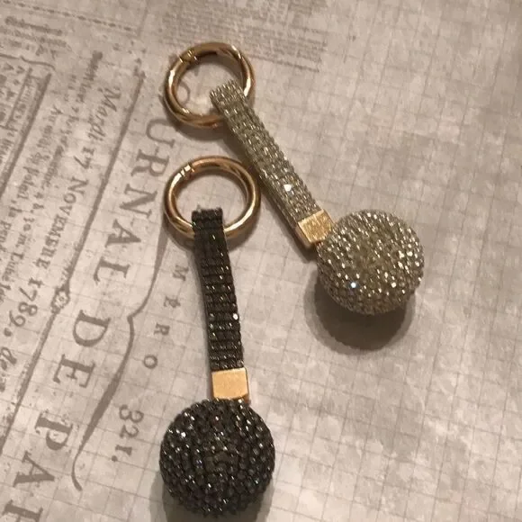 Black or Clear Rhinestone Key Purse Charm‎