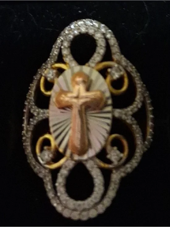 Gold Over Sterling silver 925 Cross Ring