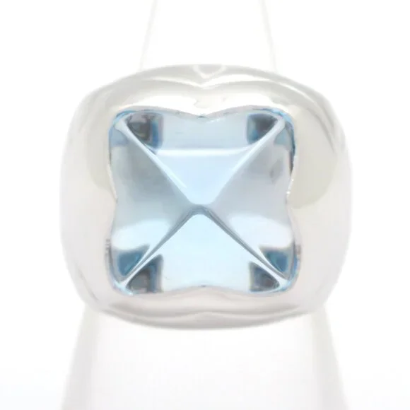 Bvlgari Pyramid Ring 18K White Gold Blue Topaz