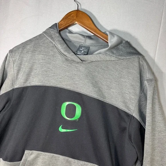 Nike Oregon Ducks Dri Fit Hoodie Gray Black‎ Green Logo Athletic Mens M