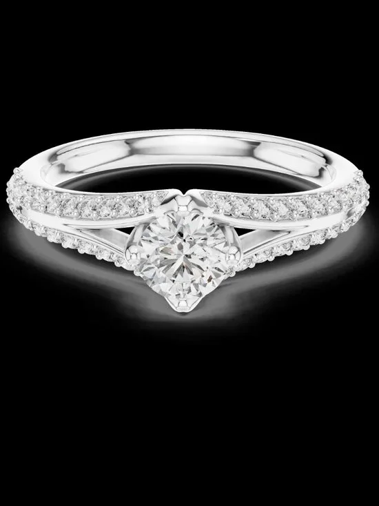 3ct Round Cut Lab Diamond Engagement Ring Split Shank Wedding Band Set IGI Cert