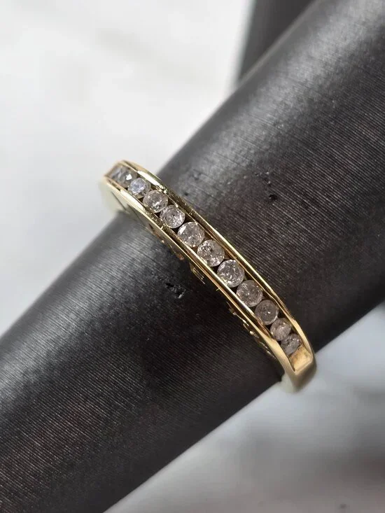 Womens Vintage Estate 10K Yellow Gold Diamond LOVE YOU Ring 2.2g #E5745