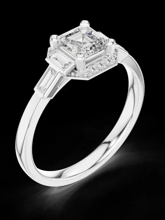 2ct Asscher Cut Lab Grown Diamond IGI Cert 14K Solid Gold Ring Everyday Wear