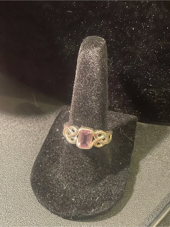 925 Silver Celtic Knot Ring with Purple Stone