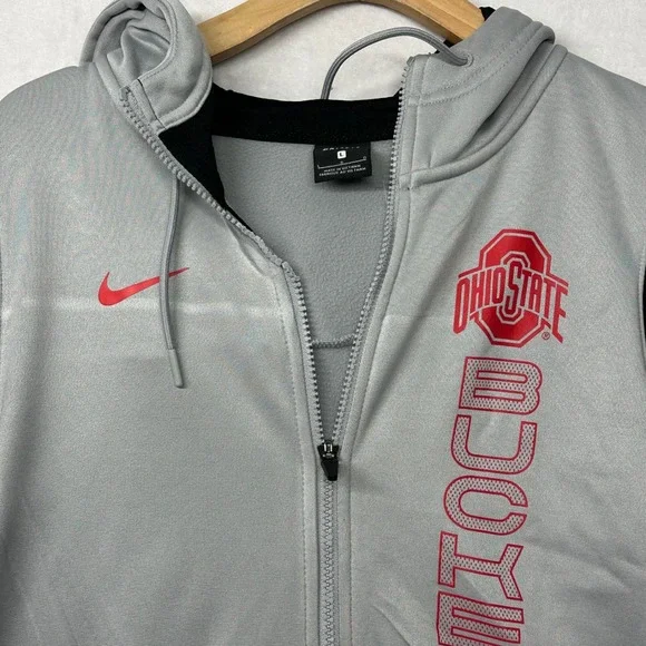 Nike Ohio State Buckeyes Gray‎ Full Zip Hoodie Jacket Men's L Dri-Fit