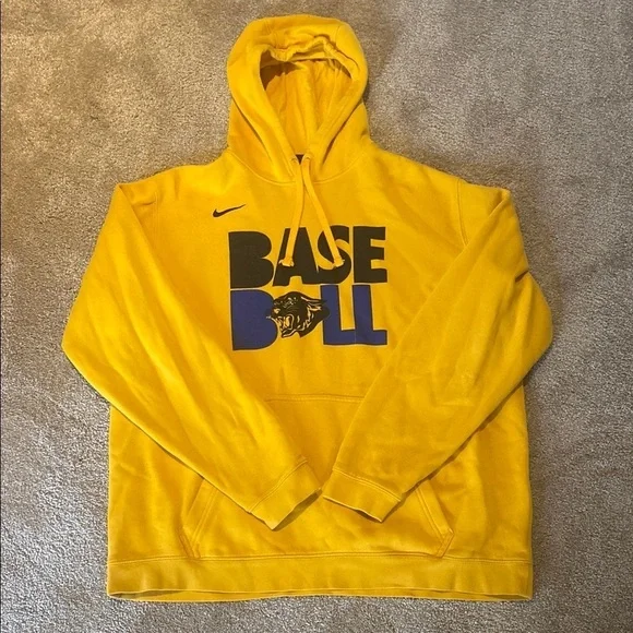 Nike ‘Base Ball’ L/S Hoodie Mustard Yellow Size XL *Small Flaw