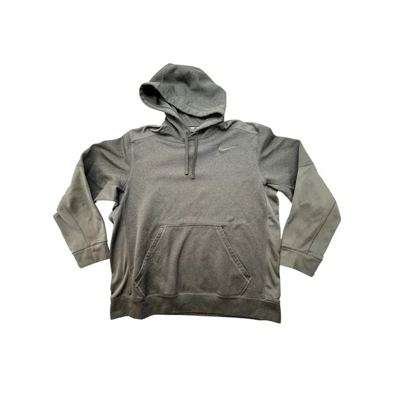 Nike‎ Therma-FIT Mens XL Hoodie Gray Textured Grid Fleece Pullover Sweatshirt