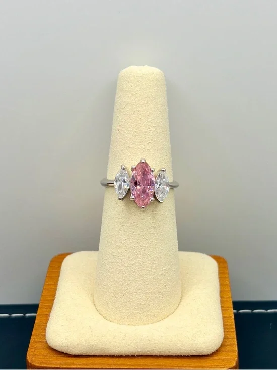 Sparkling Pink Marquise Trio Ring