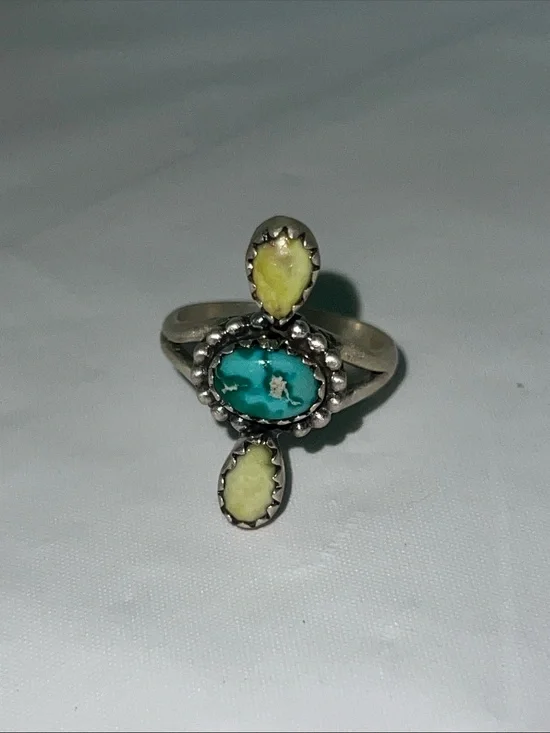 Sterling Silver Whitewater Turquoise and Palomino Stone Women’s Ring