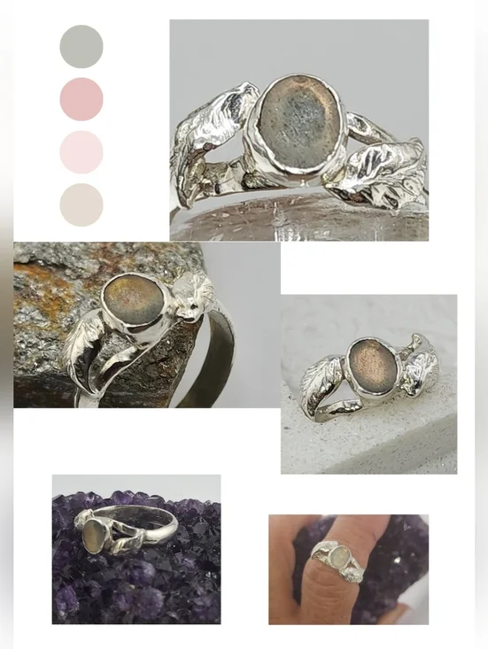 LABRADORITE RING HANDMADE WITH STERLING SILVER RECYCLED METAL SZ 7