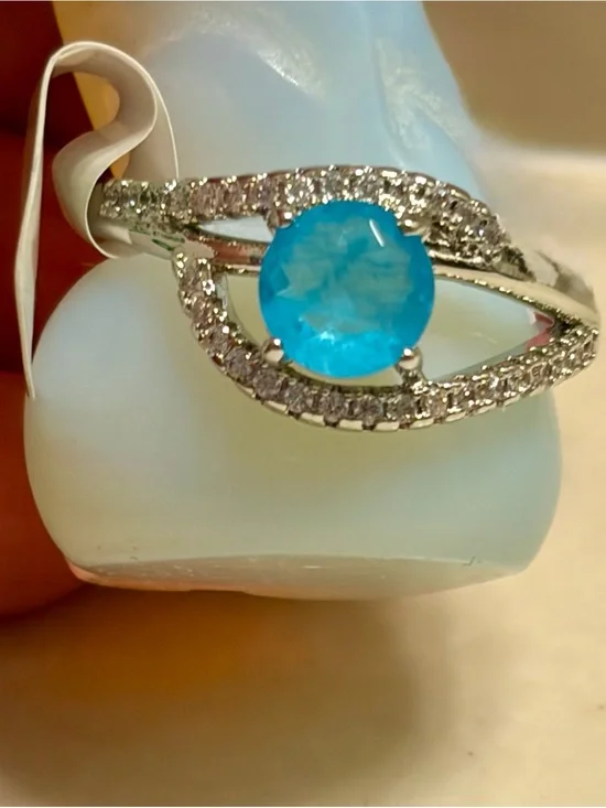 Bomb Party Ring, size 8. RBP2270 Desert sunset, Blue quartz