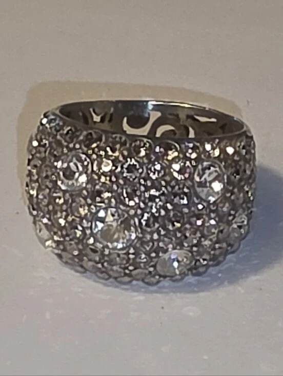 Brighton Trust Your Journey? Swarovski Crystal Pave Wide Band Ring Size 8