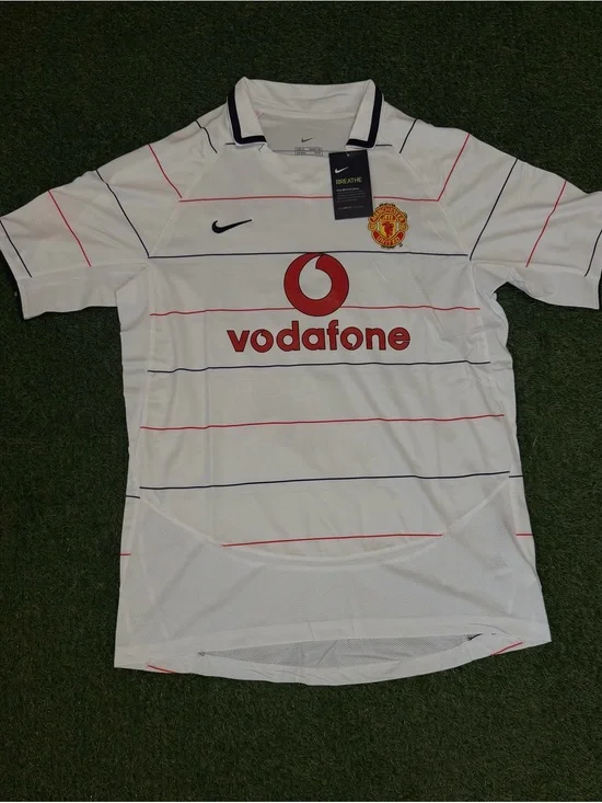 Nike White Manchester United Away Jersey with Red and Navy Accents