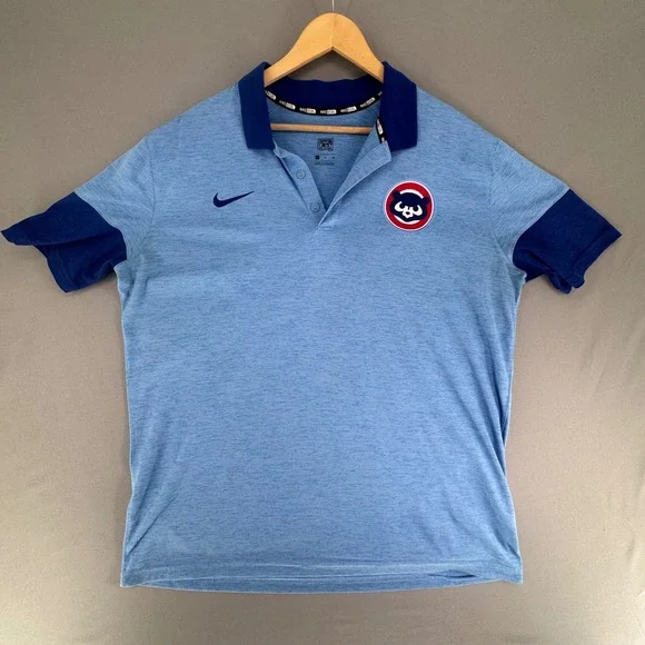 Nike Chicago Cubs Cooperstown Collection Polo Shirt Mens XL Light Blue 34186X