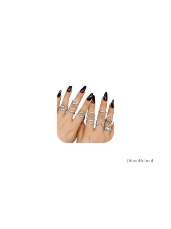 Chunky Rings Set Adjustable Open Knuckle Finger Ring Statement Stackable Rings