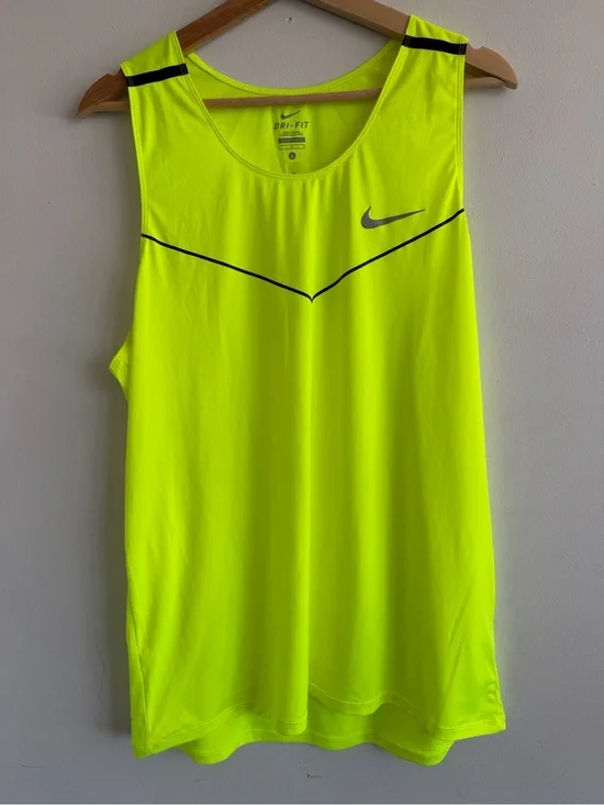 Nike Neon Yellow Dri-FIT Performance Tank with Black Logo