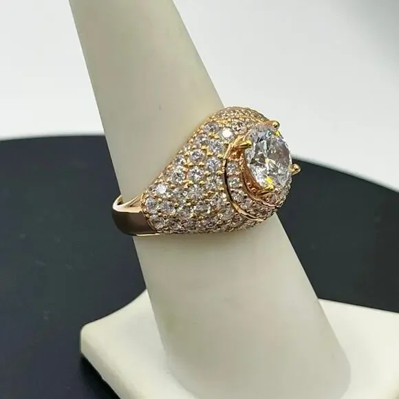 Vietnam 925 Rose Gold Plated 1.25 ct Blue Topaz CZ Cocktail Ring Sz‎ 7.75 - 7.8g