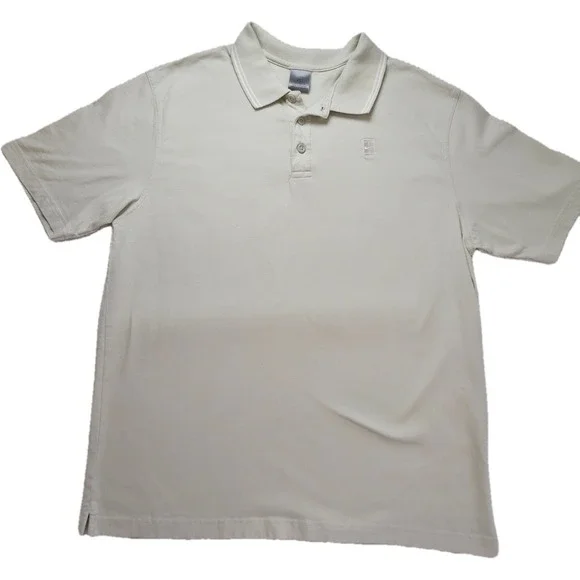 Nike Court Polo Shirt Mens Large Beige Cotton Tennis EUC