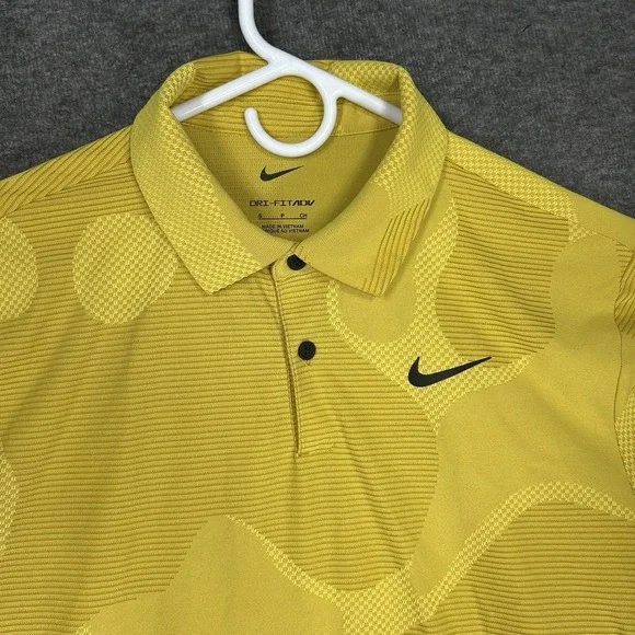 Nike Dri-FIT ADV Tour Golf Polo Mens Small Yellow Camo DR5312-772