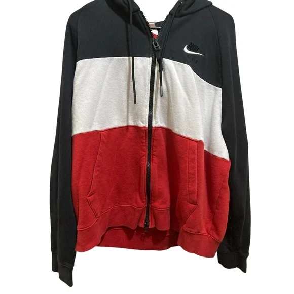 Nike‎ Air Colorblock Zip Up Hoodie Black White Red Men's Size Large