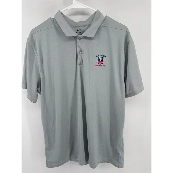 Nike Mens Dri-FIT 2019 US Open Pebble Beach Golf Polo Shirt Grey Large