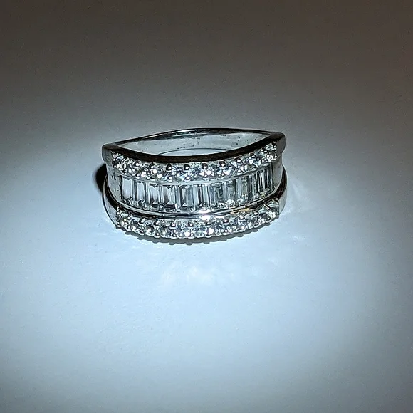Sterling Silver Spinel Ring – Baguette & Round Cut  Size 10‎ Signed 925 Thailand