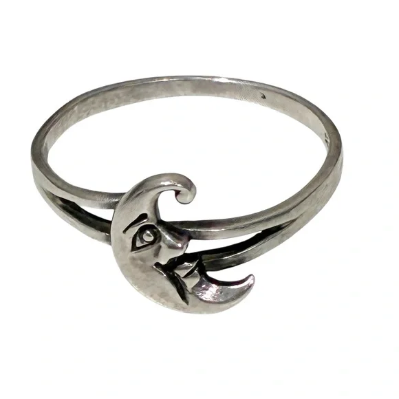 Sterling Silver 925 Man in The Moon Ring for‎ Women Size 8