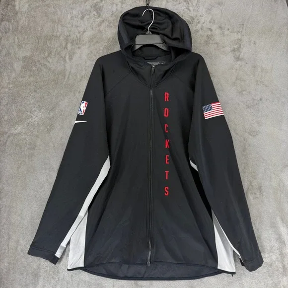Nike Houston Rockets NBA Showtime Hoodie Jacket Black XXL Tall Full Zip Dri-FIT