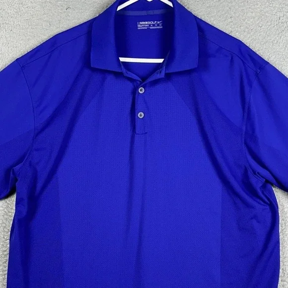 Nike Golf Polo Shirt Mens XL Royal Blue Fit Dry Performance Rugby Short Sleeve