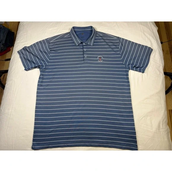 Nike Harbour Town Golf Links Striped Blue Polo Shirt Mens XXL