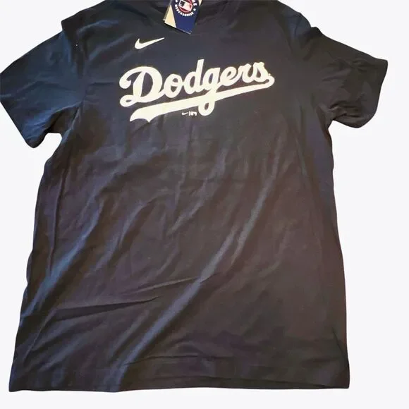 Nike Los Angeles Dodgers Pullover Graphic T Shirt Black Mens Unisex Size Large N