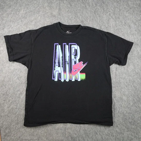 Nike Shirt Mens Large Black DNA Air Graphic Archives Short Sleeve Crew Neck 80s