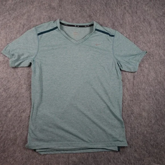 Nike Shirt Mens Medium Teal Dri Fit Touch Tailwind Running Shirt Zip Pocket